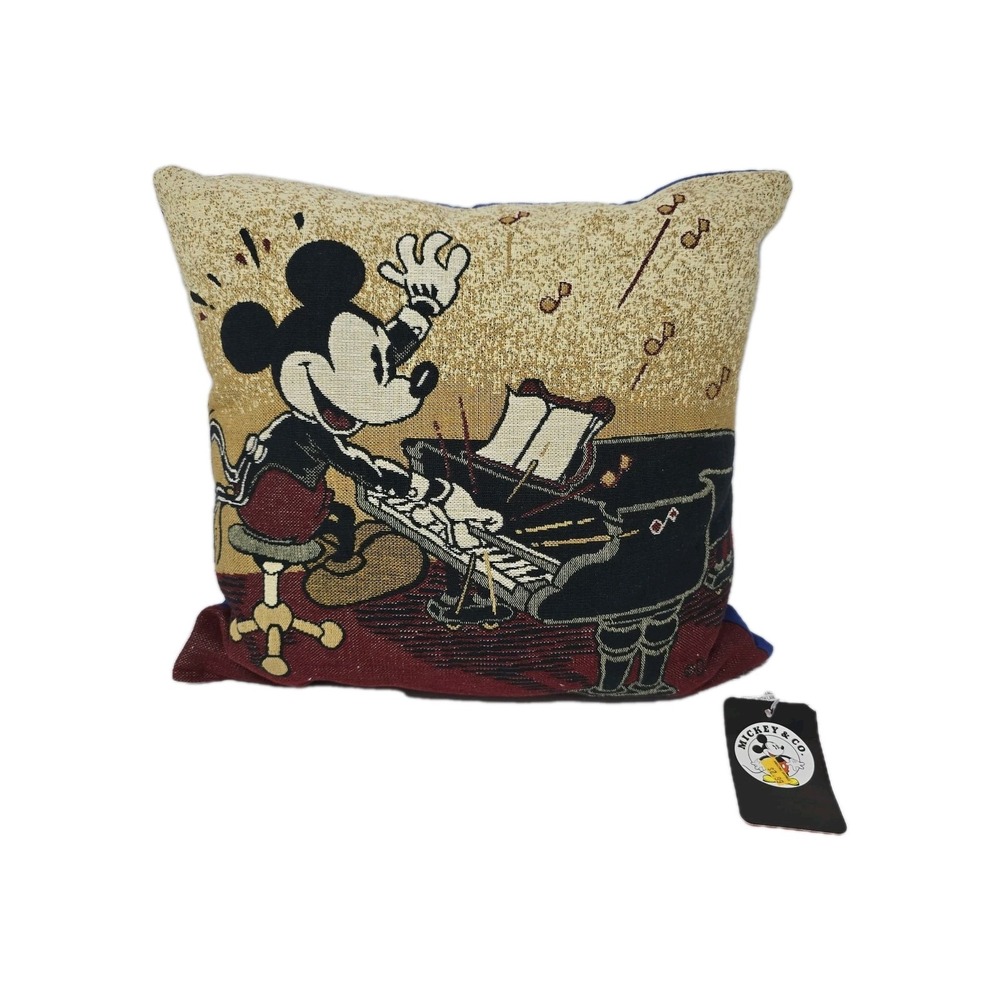 Disney‎ Mickey & Co Decorative Throw Pillow 14" Mickey Mouse Playing Piano New